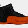 Air Jordan 12 Retro Brilliant Orange Womens Lifestyle Shoes (Black/Orange)
