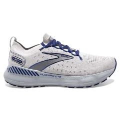 BROOKS Men's Glycerin StealthFit GTS 20 Running Shoe- Oyster/Alloy/Blue Depths- Regular (D)
