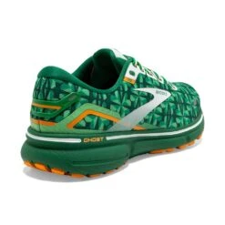 BROOKS Men's Ghost 15 Run Lucky Running Shoe- Green/White/Orange- Regular (D) -Boutique Shoe Store 110393 371 H Ghost 15