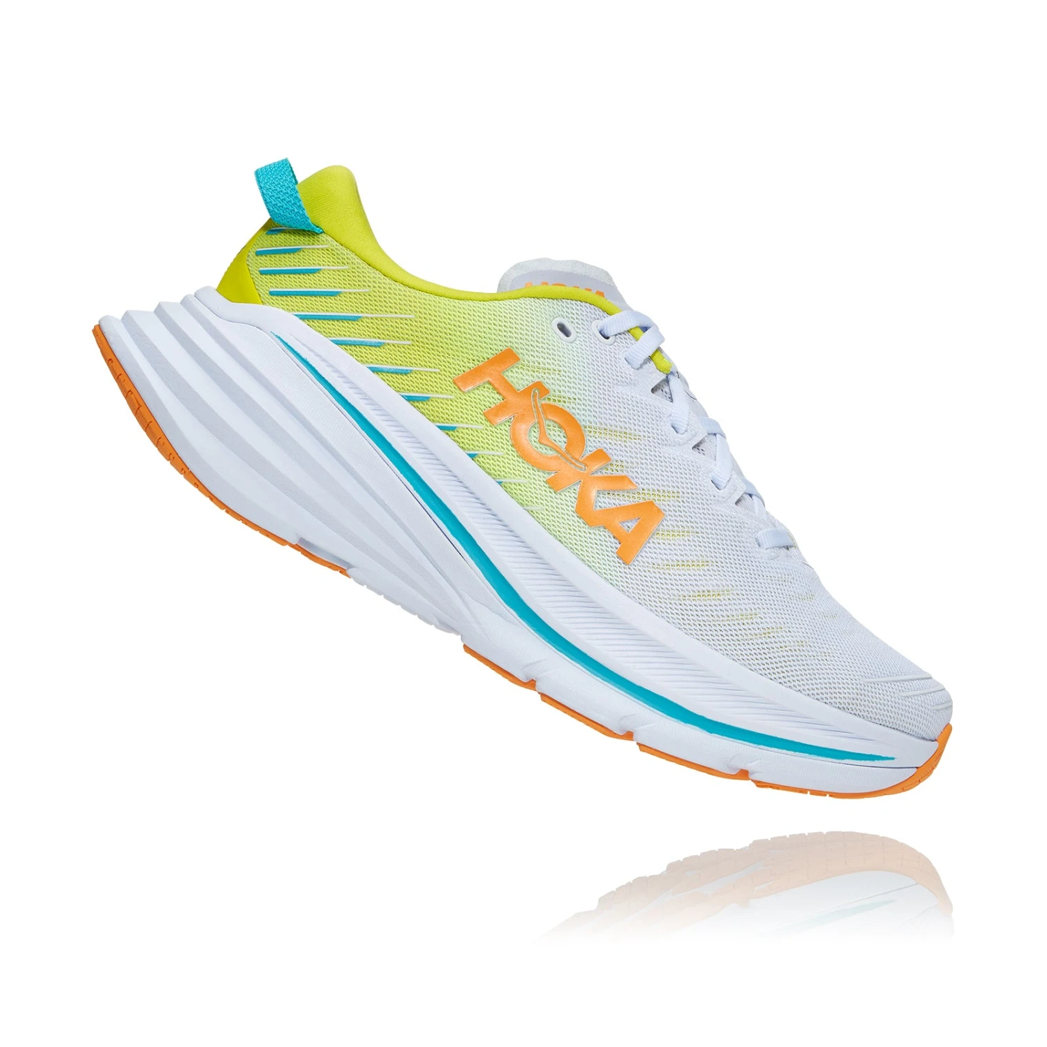 Hoka Men's Bondi X Running Shoe - White/Evening Primrose - Regular (D) 3 Hoka Men's Bondi X Running Shoe - White/Evening Primrose - Regular (D)