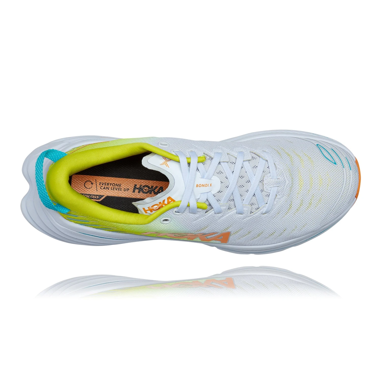 Hoka Men's Bondi X Running Shoe - White/Evening Primrose - Regular (D) 7 Hoka Men's Bondi X Running Shoe - White/Evening Primrose - Regular (D) - Image 5