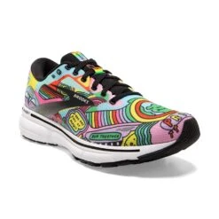 BROOKS Women's Ghost 15 Run Proud Running Shoe- Black/White/Multi- Regular (B) -Boutique Shoe Store 120380 058 A Ghost 15