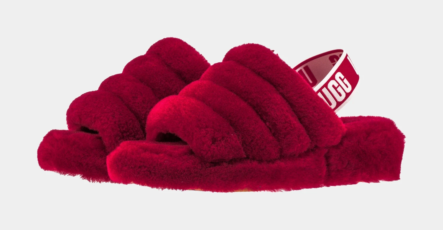 Ugg Fluff Yeah Womens Slide Sandal (Red) 6 Ugg Fluff Yeah Womens Slide Sandal (Red) - Image 4