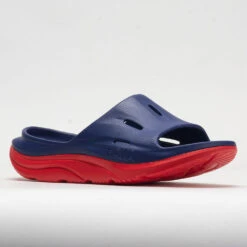 HOKA Ora Slide 3 Unisex Bellwether Blue/Red Alert -Boutique Shoe Store 570614 5