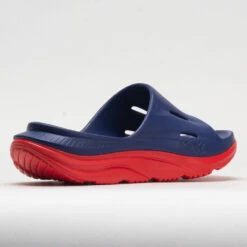 HOKA Ora Slide 3 Unisex Bellwether Blue/Red Alert -Boutique Shoe Store 570614 6