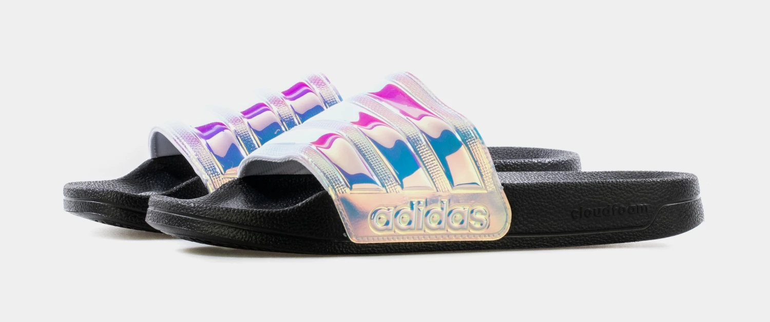 ADIDAS Adilette Shower Womens Slide Sandal (Black/Iridescent) 6 ADIDAS Adilette Shower Womens Slide Sandal (Black/Iridescent) - Image 4