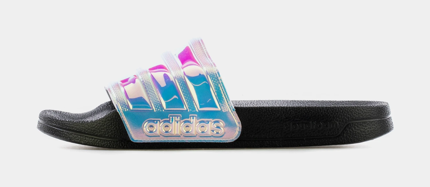 ADIDAS Adilette Shower Womens Slide Sandal (Black/Iridescent) 4 ADIDAS Adilette Shower Womens Slide Sandal (Black/Iridescent) - Image 2