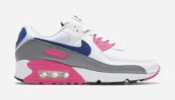Nike Air Max 90 Laser Pink Womens Lifestyle Shoes (White/Laser Pink/Blue)