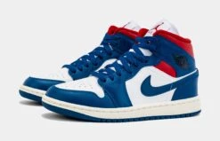 Air Jordan 1 Retro Mid French Blue Womens Lifestyle Shoes (Navy/Red) -Boutique Shoe Store 7c06c17a1bd6b82325ce728ca215b411
