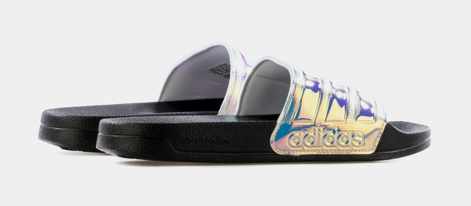 ADIDAS Adilette Shower Womens Slide Sandal (Black/Iridescent) 8 ADIDAS Adilette Shower Womens Slide Sandal (Black/Iridescent) - Image 6