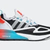 ADIDAS ZX 2K Boost Womens Running Shoe (White/Blue/Red/Grey) -Boutique Shoe Store b48884d2e894292e946565278d127471