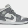 Air Jordan 1 Mid Stealth Womens Lifestyle Shoes (Grey/White) -Boutique Shoe Store faf1a618cec4999b9a3c0c0814c5fb35