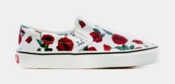 Vans Classic Slip-On Red Rose Mens Lifestyle Shoe (White/Red)